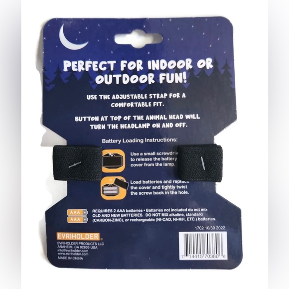 New LED DOLPHIN Animal Headlamp For Kids Hands Free Lighting Indoor or Outdoors - Picture 3 of 3